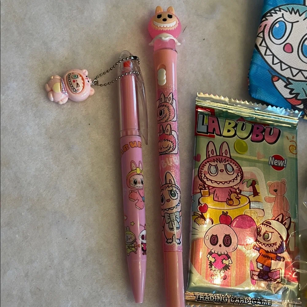 Labubu gift set bundle coin, purse, highlighter pen hair ties stickers card pack